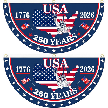 America 250th Birthday Semicircular Flag Banner 1776 2026 Patriotic Bunting