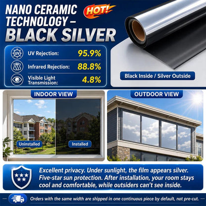 One-Way Mirror Window Film Heat Control & UV Protection