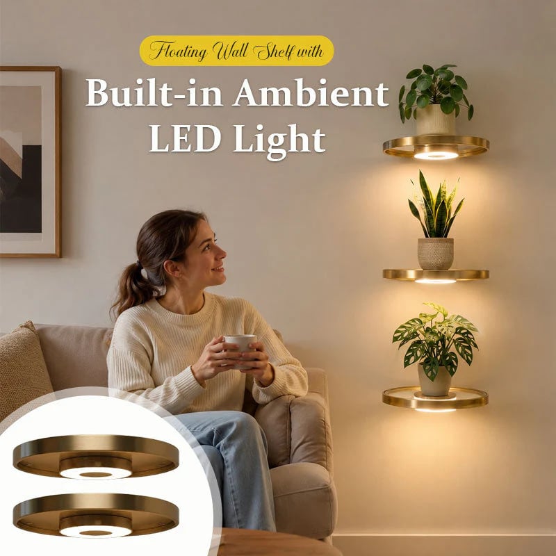 Floating Plant Shelf with Built-in Ambient LED Light