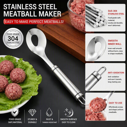 304 Stainless Steel Meatball Scoop Ball Maker, Easy Grip Kitchen Tool for Meatballs, Fish Balls & Dough