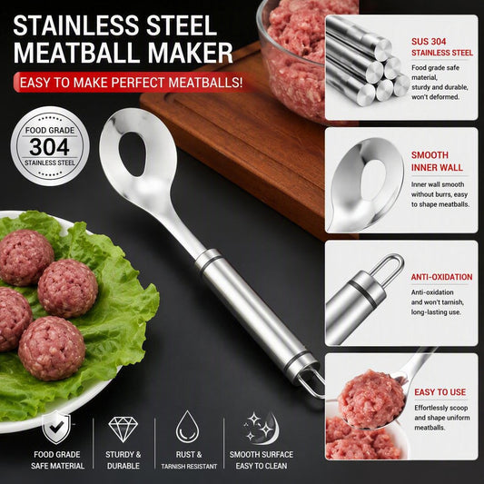 304 Stainless Steel Meatball Scoop Ball Maker, Easy Grip Kitchen Tool for Meatballs, Fish Balls & Dough