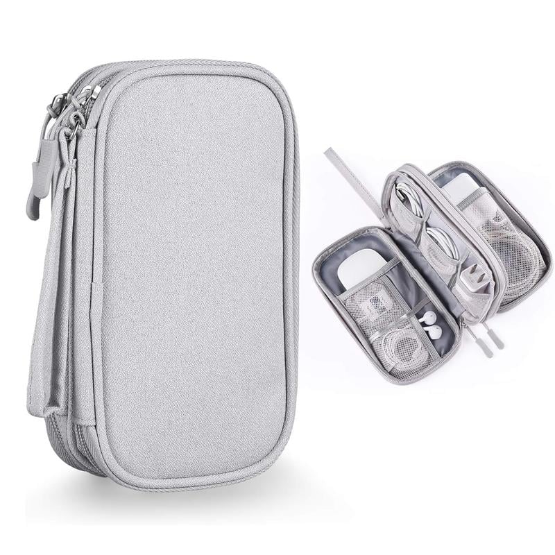 Travel Cable Organizer Pouch, Double Layers All-in-One Storage Bag for Cord