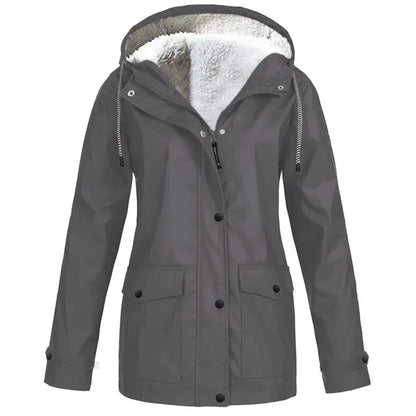 Women's Plush-Lined Windproof Hooded Jacket