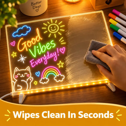 Reusable Acrylic LED Message Board Light-Up Writing & Drawing Display