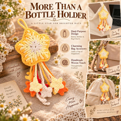 Hand-Woven Star-Patterned Water Bottle Holder