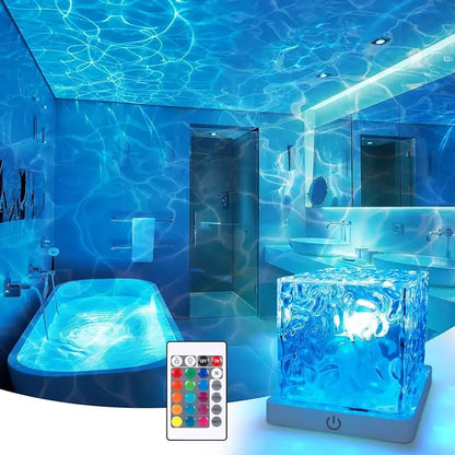 Rechargeable Wave Projector 16 Color Shower Light, Remote Controlled & Waterproof