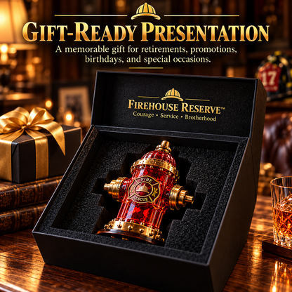 Firefighter Tribute Hydrant Whiskey Decanter Red & Gold Memorial Display Gift