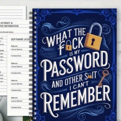 Funny Password Notebook - Spiral Bound with Lock Icons & Funny Security Phrases