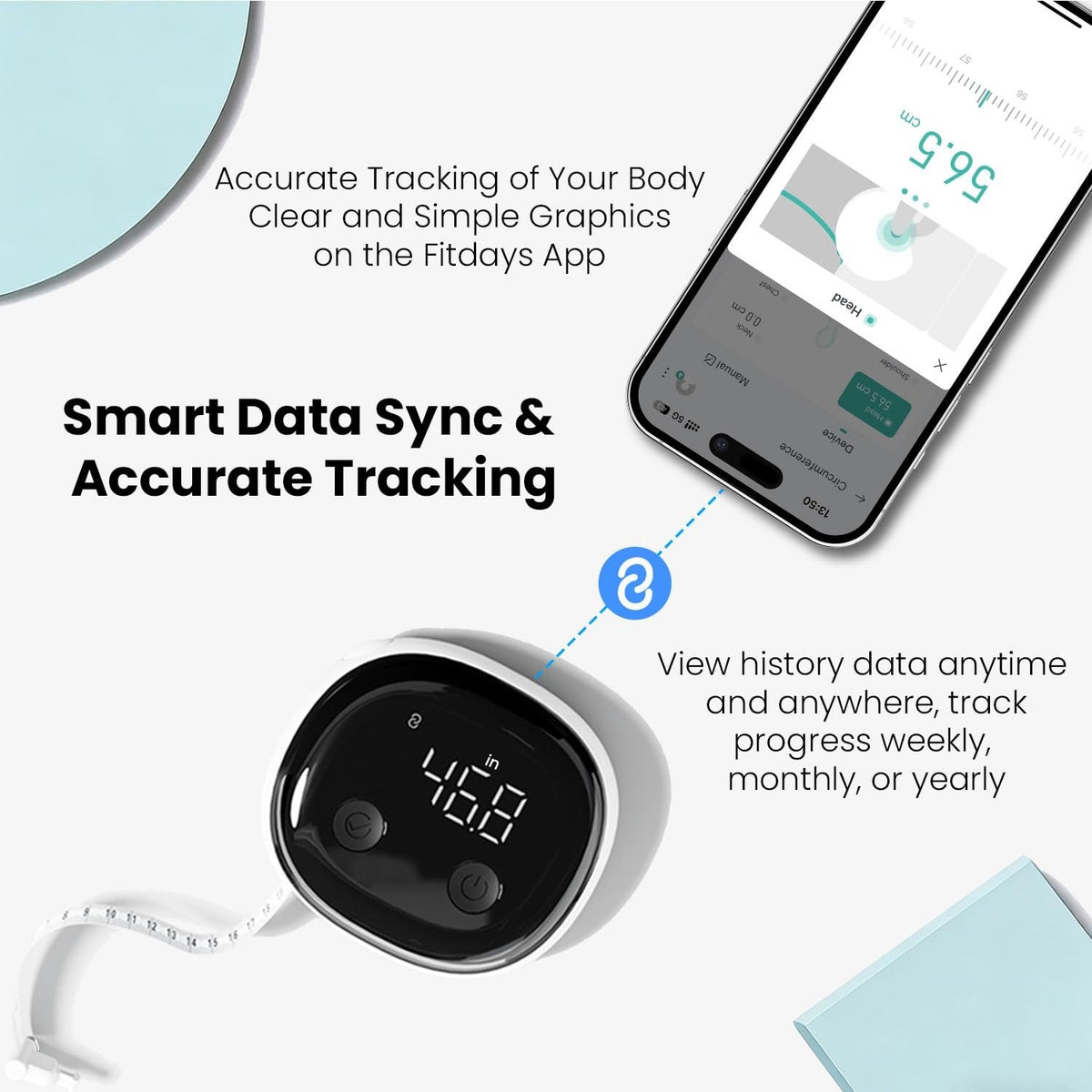 Smart Bluetooth-Enabled Digital Measuring Tape for Body Measurements (Waist, Chest, Thighs, etc.) Rechargeable
