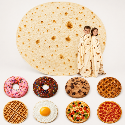 Realistic Food Blanket | Pizza, Donut & Tortilla Cozy Throw