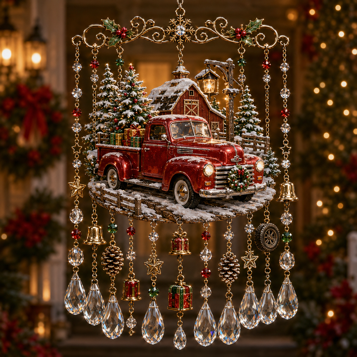 Christmas Crystal Wind Chime for Porch & Garden Decor