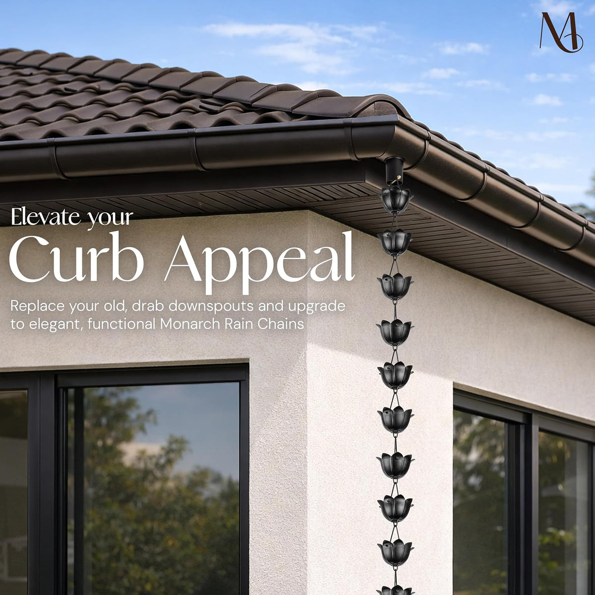 Free Shipping🔥Monarch Rain Chains Aluminum "Lotus" Series Rain Chain (for Gutters)