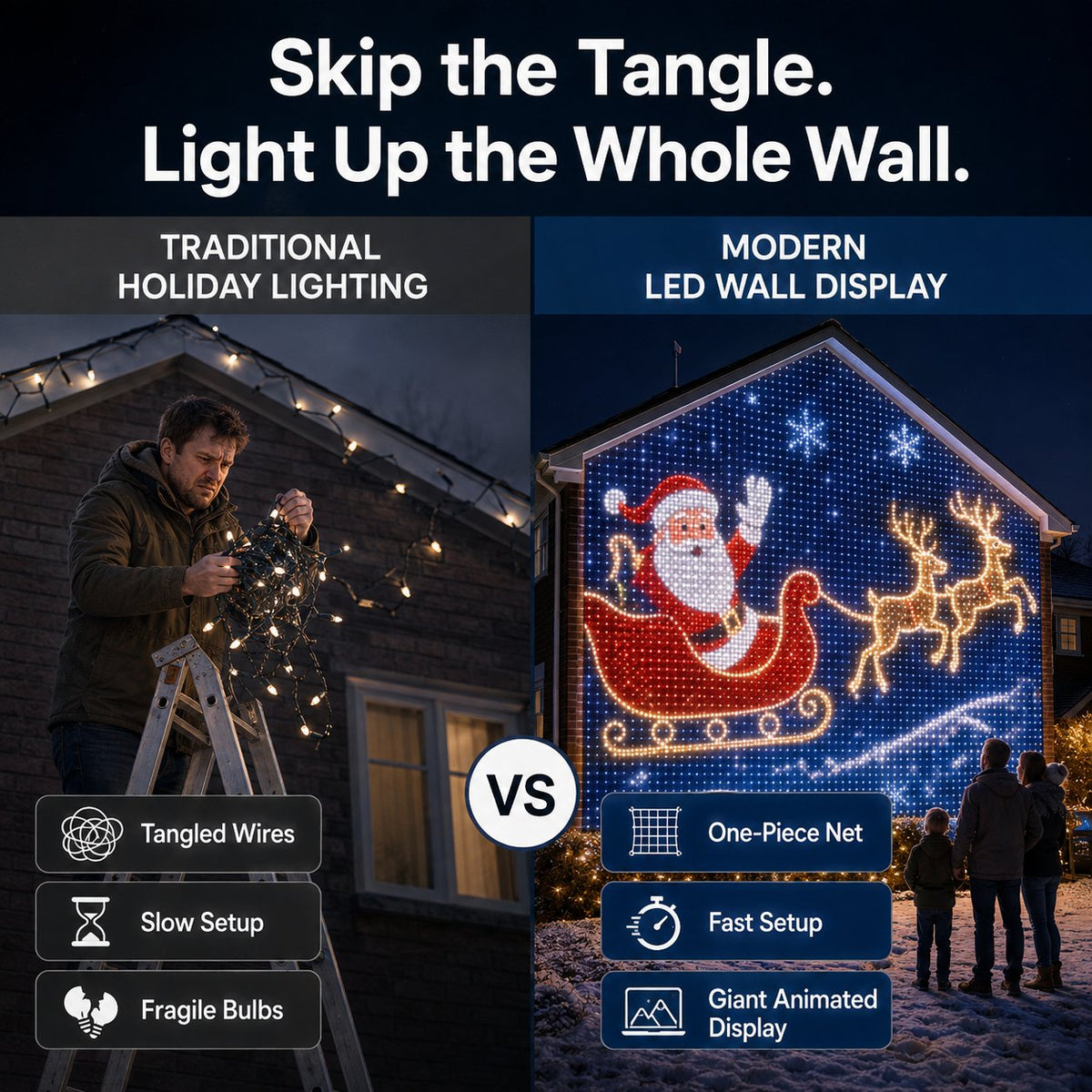 Early Christmas Christmas LED House Net & Smart Outdoor Wall Curtain Light