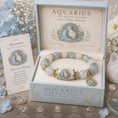 Limited Edition 12 Zodiac Bracelet Natural Chalcedony, Your Sign, Your Energy