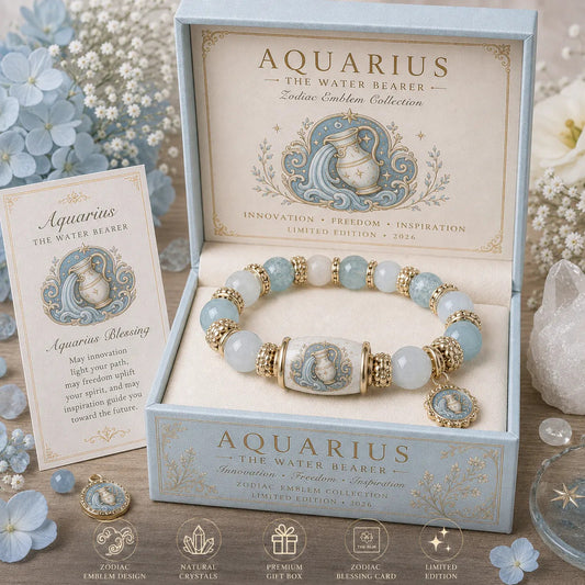 Limited Edition 12 Zodiac Bracelet Natural Chalcedony, Your Sign, Your Energy