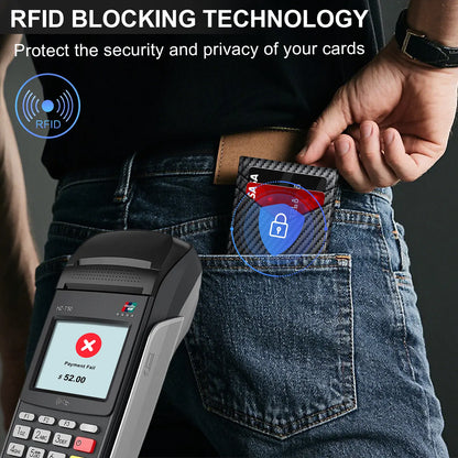 Men's RFID Minimalist Bifold Wallet - 1 ID Window, Pop Up Card Holder, Money Clip