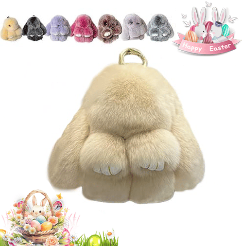 Easter Cute Bunny Plush Keychain - Iron Box Gift Option, Easter Sweet Surprise