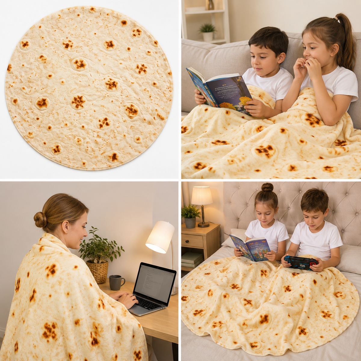 Realistic Food Blanket | Pizza, Donut & Tortilla Cozy Throw