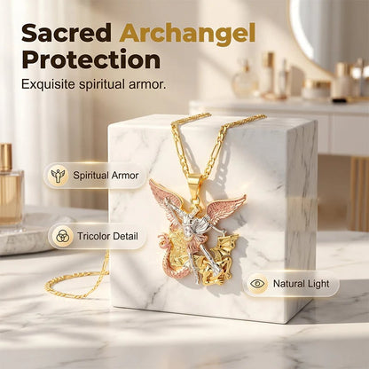 2026 Arrivals Tri-Tone Angel Guardian Pendant Necklace Elegant & symbolic Perfect for daily wear or gifting delicate