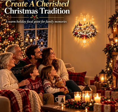 Illuminated Christmas Tree & Village Wall Hanging | Cascading Warm Lights for Living Rooms, Entryways & Staircases 63CM