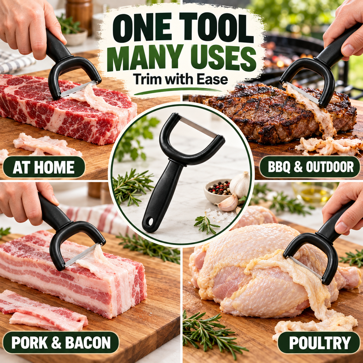 Handheld Meat & Fat Trimming Tool for Brisket and Pork