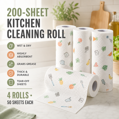 200Pcs Per Roll Reusable Cleaning Lazy Rags
