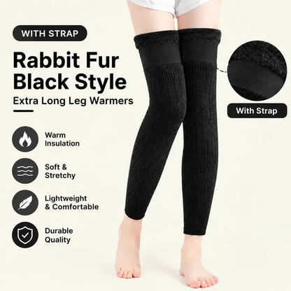 Fleece Knee Warmers Extended Thermal Knee Sleeves for Men & Women with Non-Slip Fit