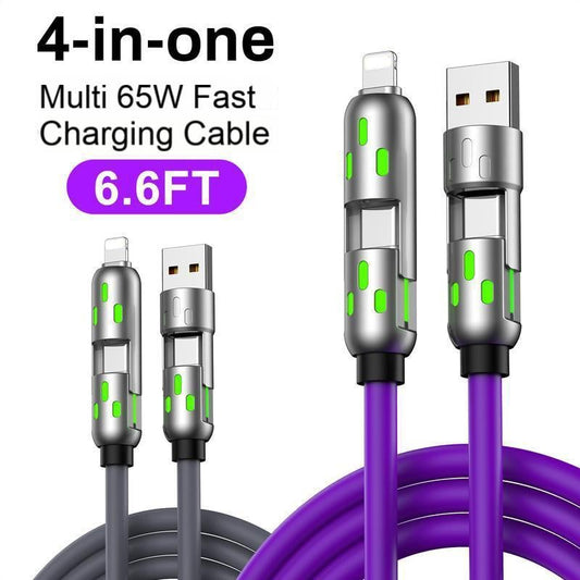 6.6FT 4-in-1 Fast Charging USB Cable (USB-A/Type-C/Lightning) Aluminum