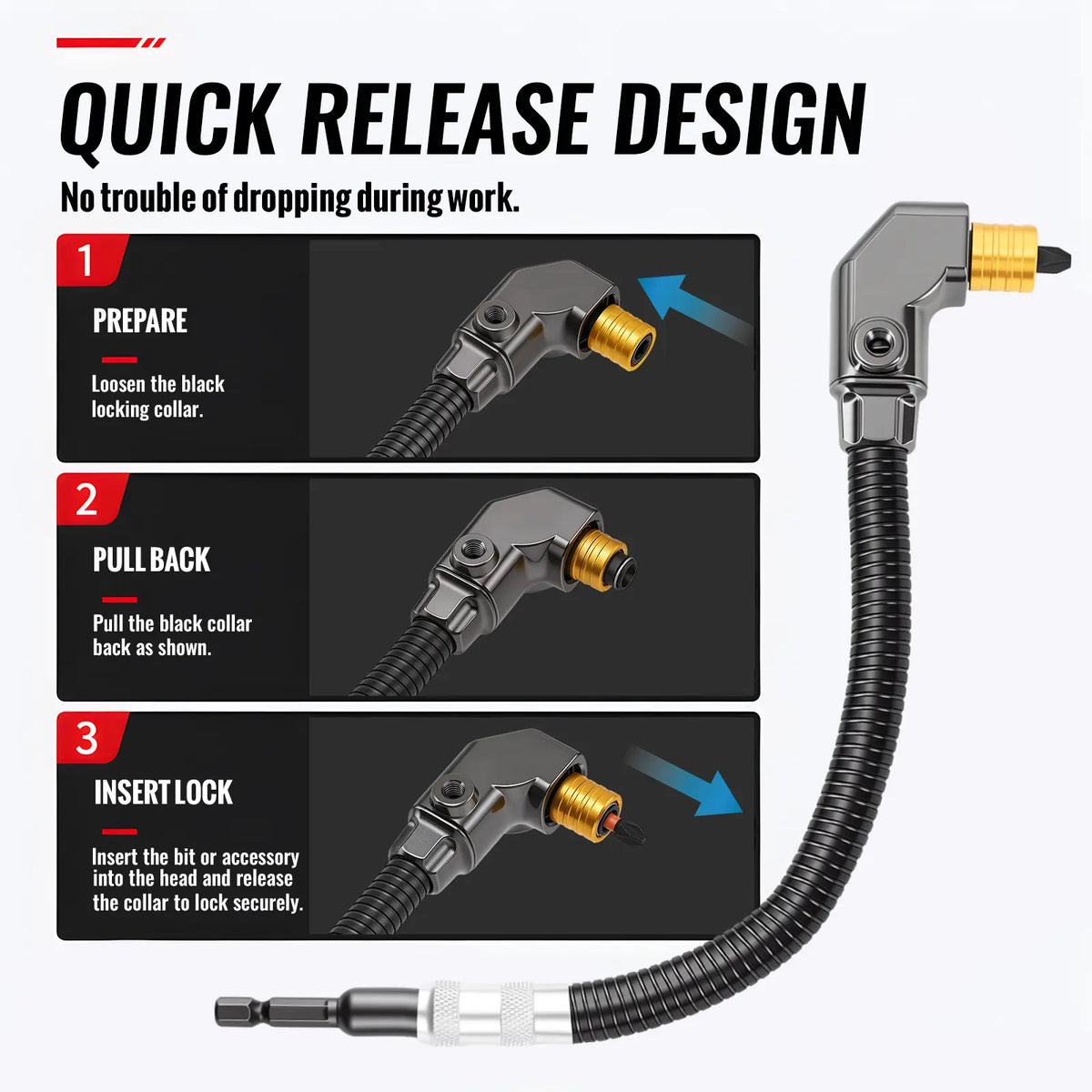 90-Degree Right Angle Drill Attachment, Swivel Corner Drill Adapter Tool for Confined Spaces