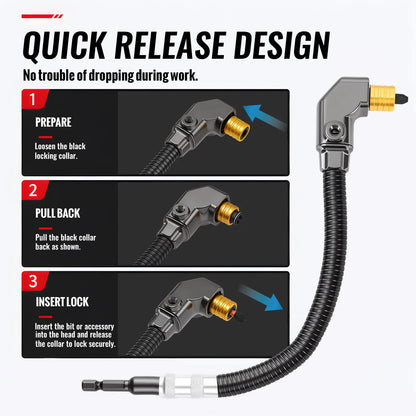 90-Degree Right Angle Drill Attachment, Swivel Corner Drill Adapter Tool for Confined Spaces