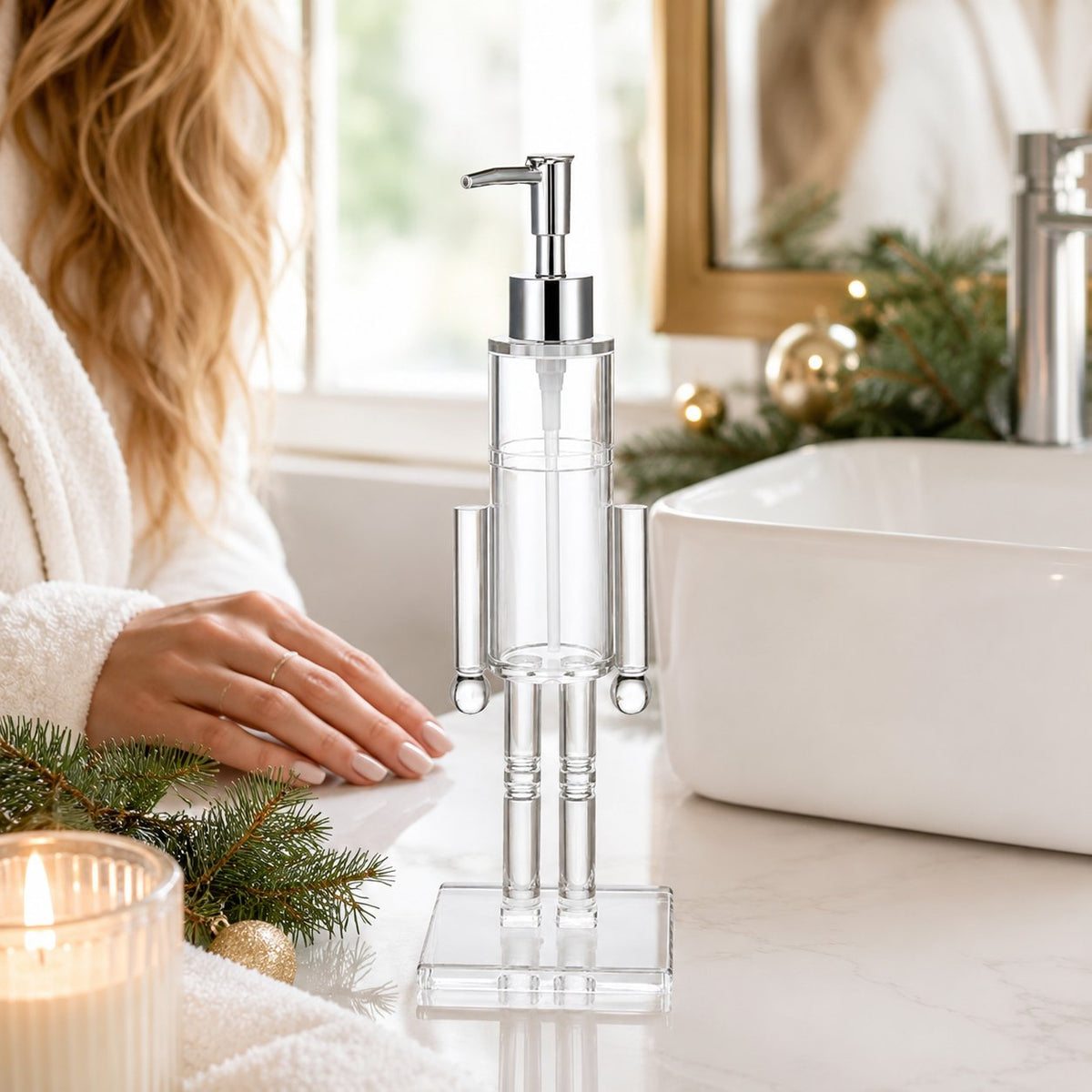 Nutcracker Soap Dispenser Festive Holiday Bathroom Decor