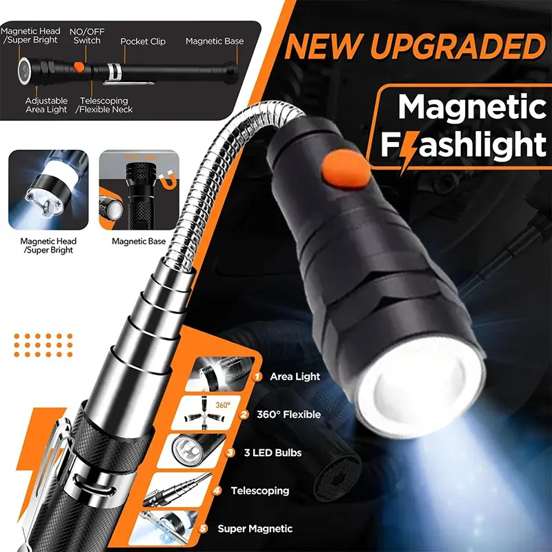 Extendable Magnetic Pickup Tool with LED Light Telescoping, Perfect Gift for Dad