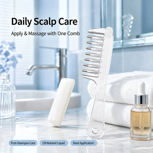 Refillable Scalp Oil Applicator Comb with 7 Metal Massage Tips Even Root Serum Distribution & Scalp Stimulation for