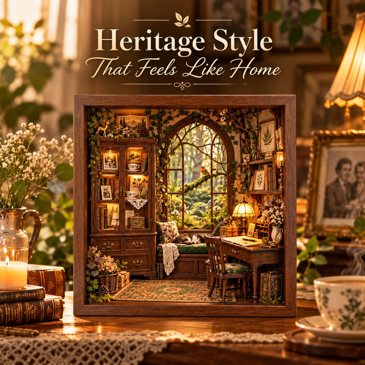 The Woodland Memory House 3D Handmade Heritage Shadow Box