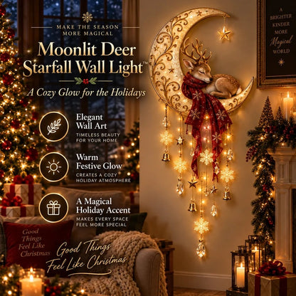 Moonlit Deer Starfall Wall Light Lighted Christmas Wall Decor