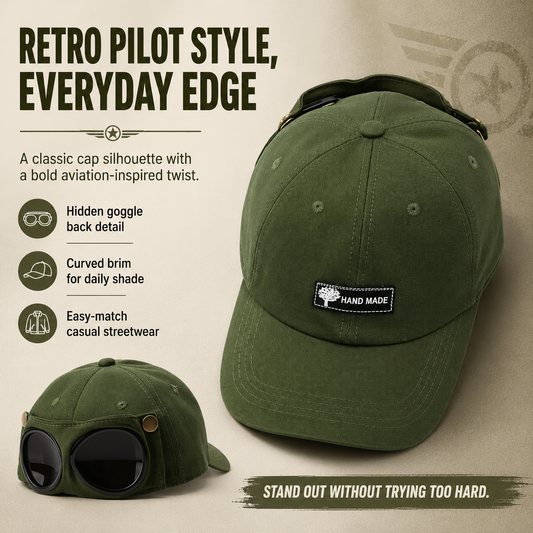Men's Retro Pilot Baseball Cap Glasses-Ready Statement Style