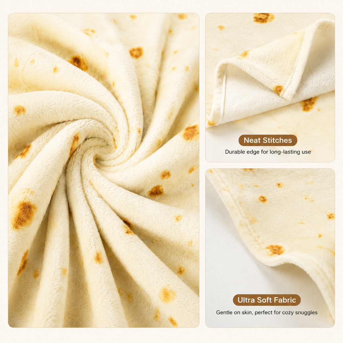 Realistic Food Blanket | Pizza, Donut & Tortilla Cozy Throw