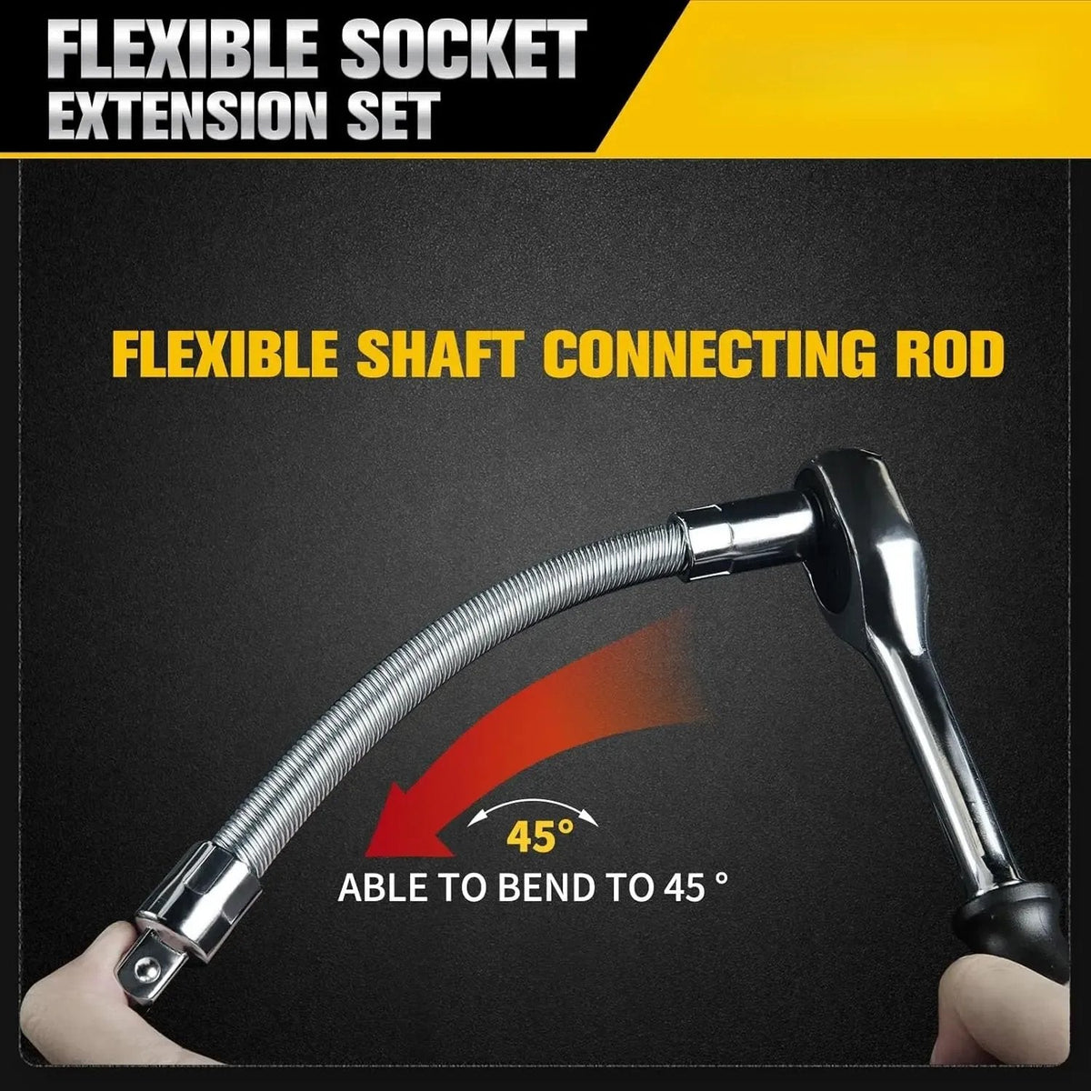 2026 1/2 Inch 35cm Socket Ratchet Wrench Set - 3 Bendable Shafts, Wrench Extender Tool, Connecting Rod