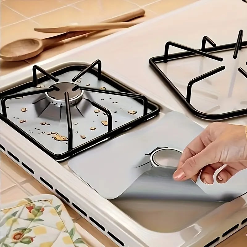 4-Piece Reusable Non-Stick Gas Stove Burner Covers Heat-Resistant & Washable