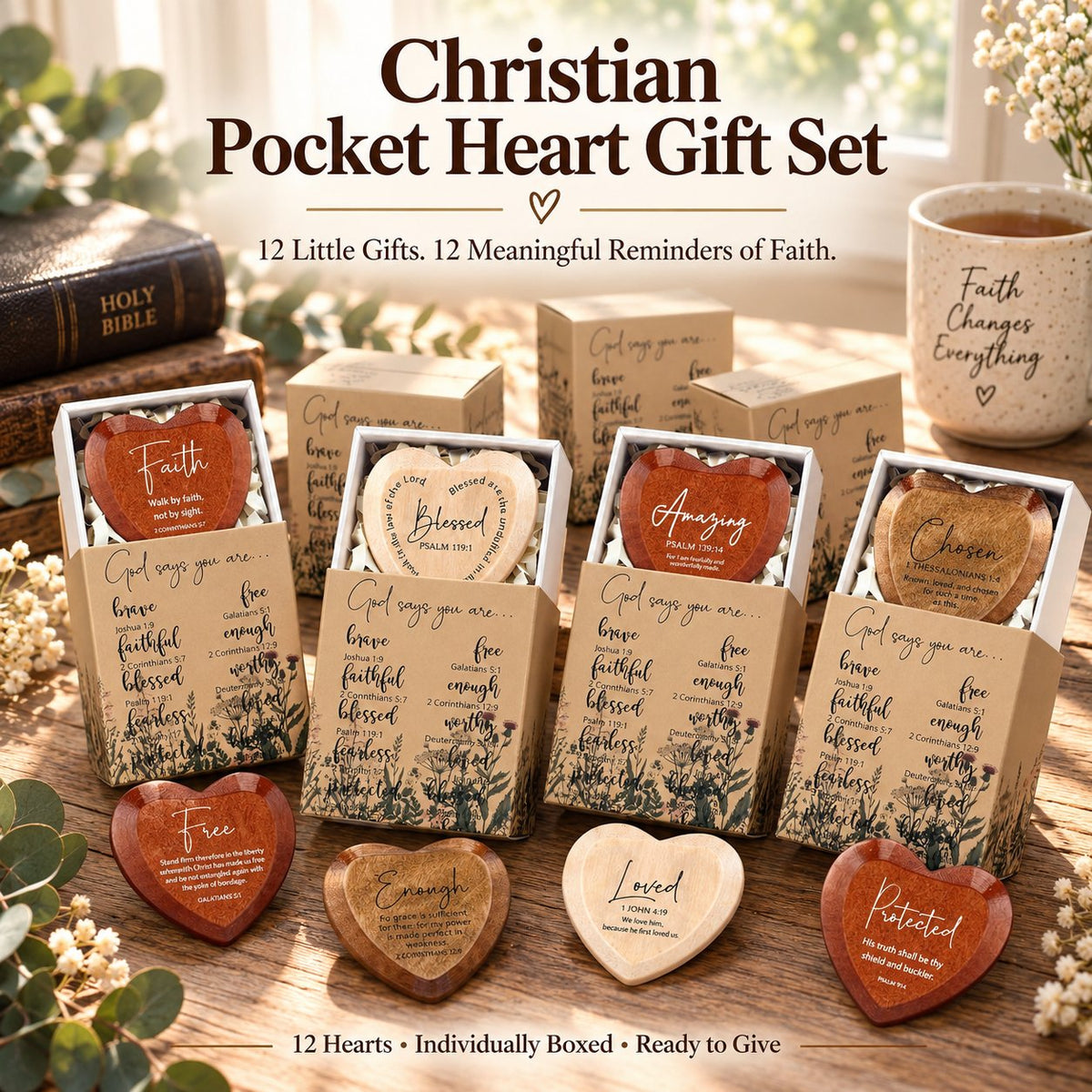 Christian Pocket Heart Gift Set(Set of 12)