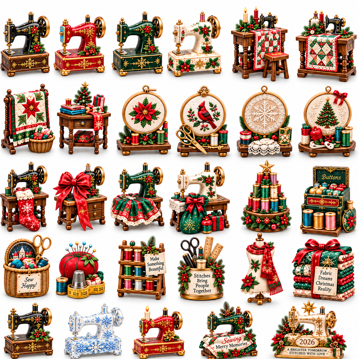 Sewing Christmas Atelier 2026 24-Day Countdown Collection with 24 Unique Sewing & Quilting Miniatures