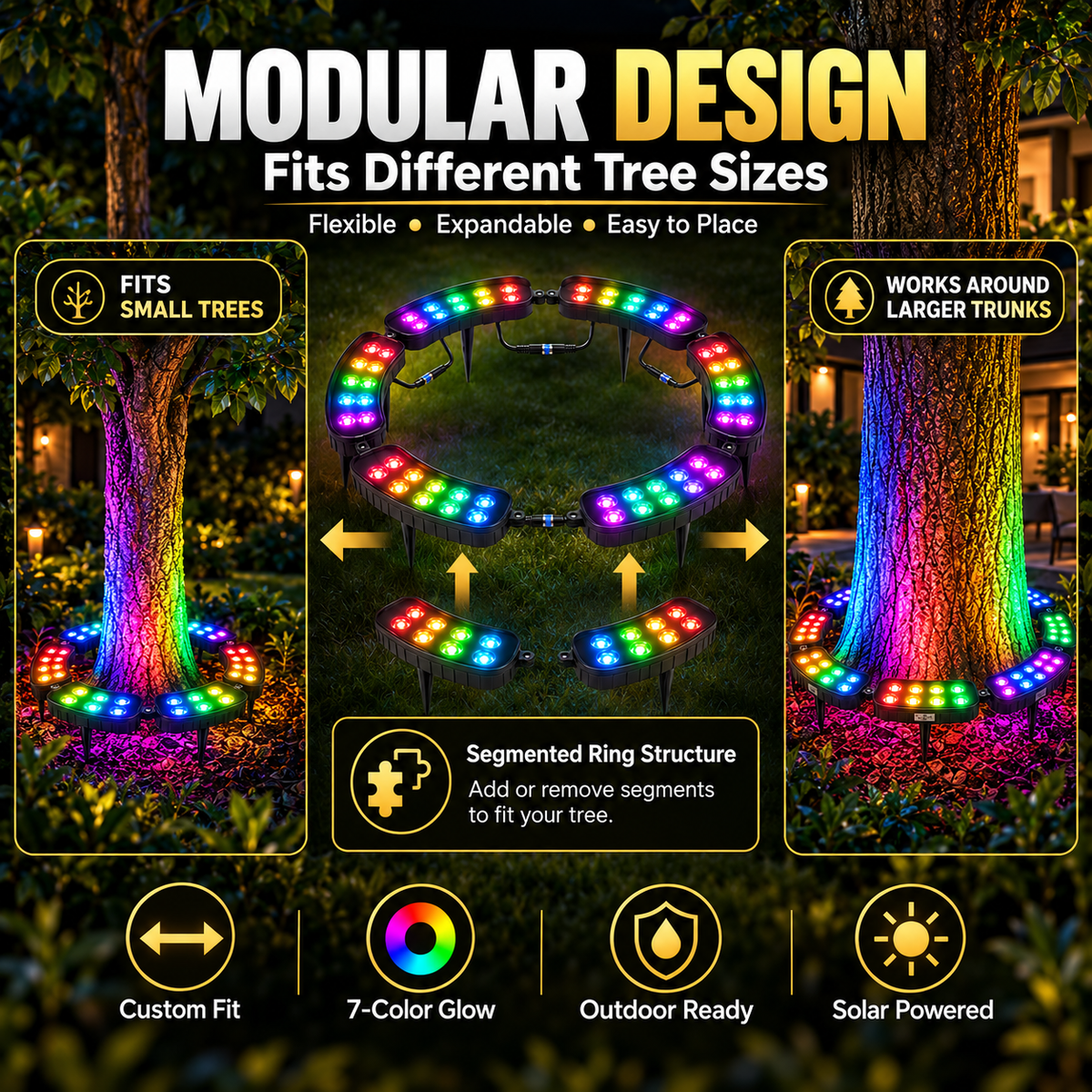 One Tree. Endless Colors. Solar RGB Landscape Ring Light!