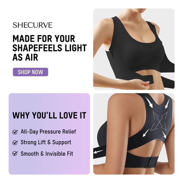 NOW! Front Closure Cross-Back Wireless Posture Bra Ultra Push-Up, All-Day Comfort & Natural Lift for a Slimmer