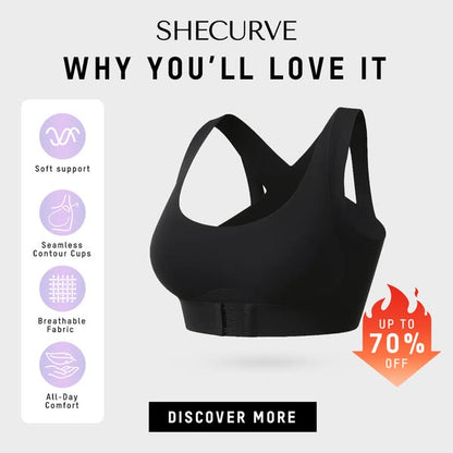 NOW! Front Closure Cross-Back Wireless Posture Bra Ultra Push-Up, All-Day Comfort & Natural Lift for a Slimmer