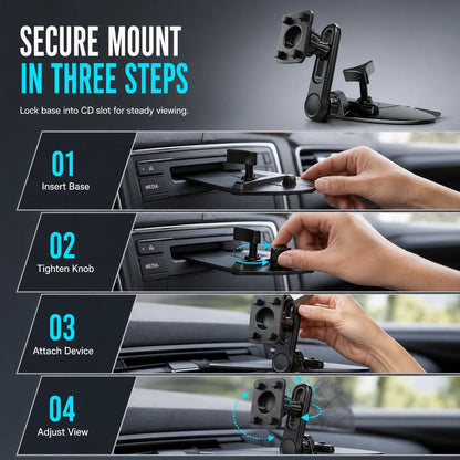 Car CD Slot and Air Vent Adjustable Gravity Phone Mount Holder Bracket Accessory