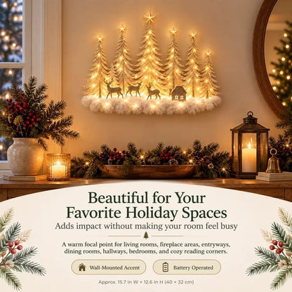 Step Into an Enchanted Winter Grove: Lighted Christmas Woodland Forest Wall Decor