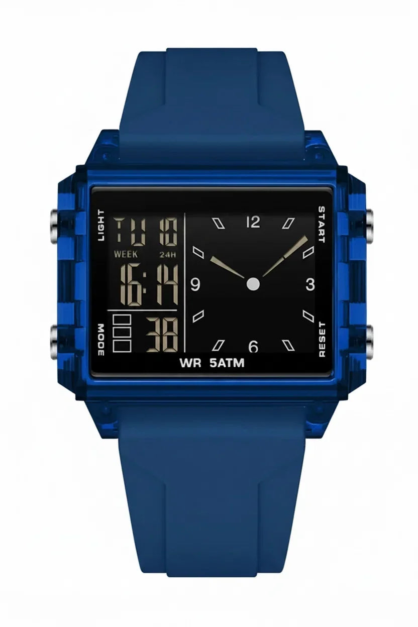 Analog-Digital Sport Watch Waterproof, Luminous & Multi-Function