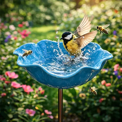Metal Flower Bird Waterer