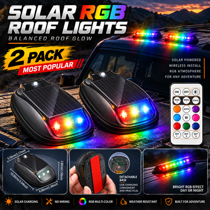 Solar RGB Roof Lights with Wireless Remote, Waterproof Design & Easy Install