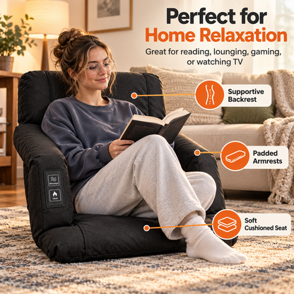 Heated Massage Floor Chair | Foldable Portable Lounge Seat